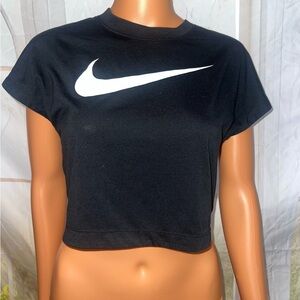 Nike Women's Black and White Logo Crop Top